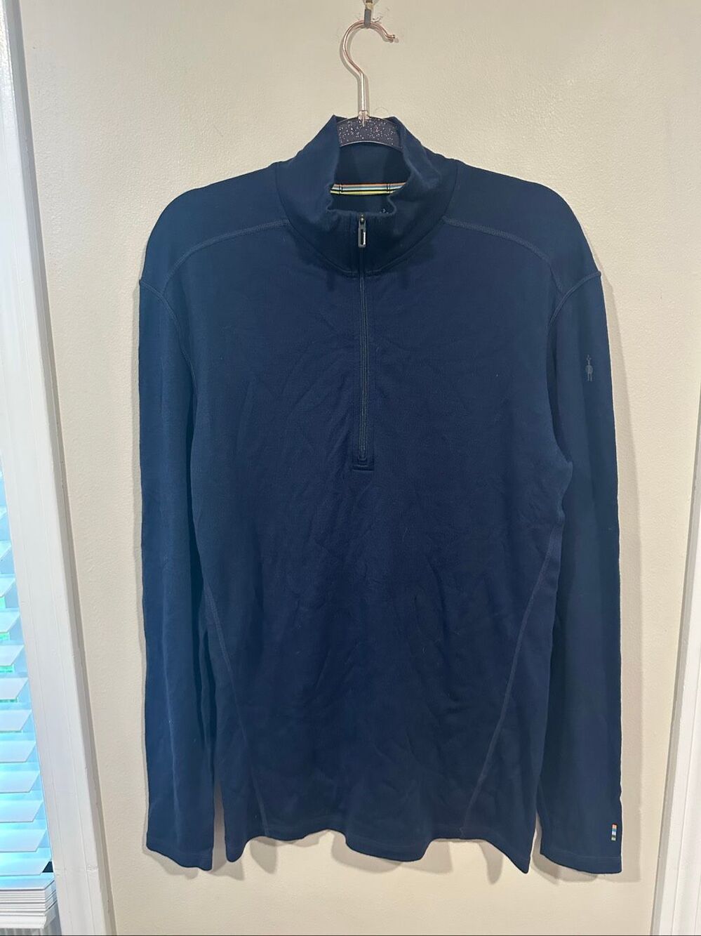 Smartwool Quarterzip 250 Merino Men’s Navy Large 100% Marino Wool